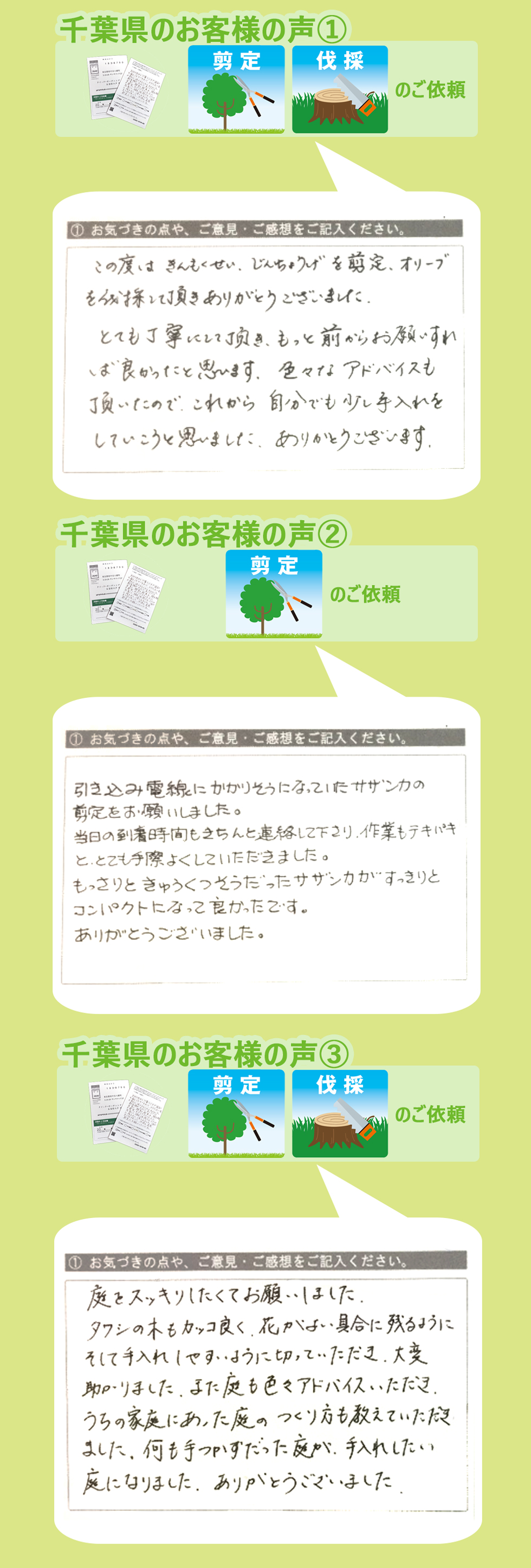 千葉県で植木屋革命をご利用いただいたお客様の声