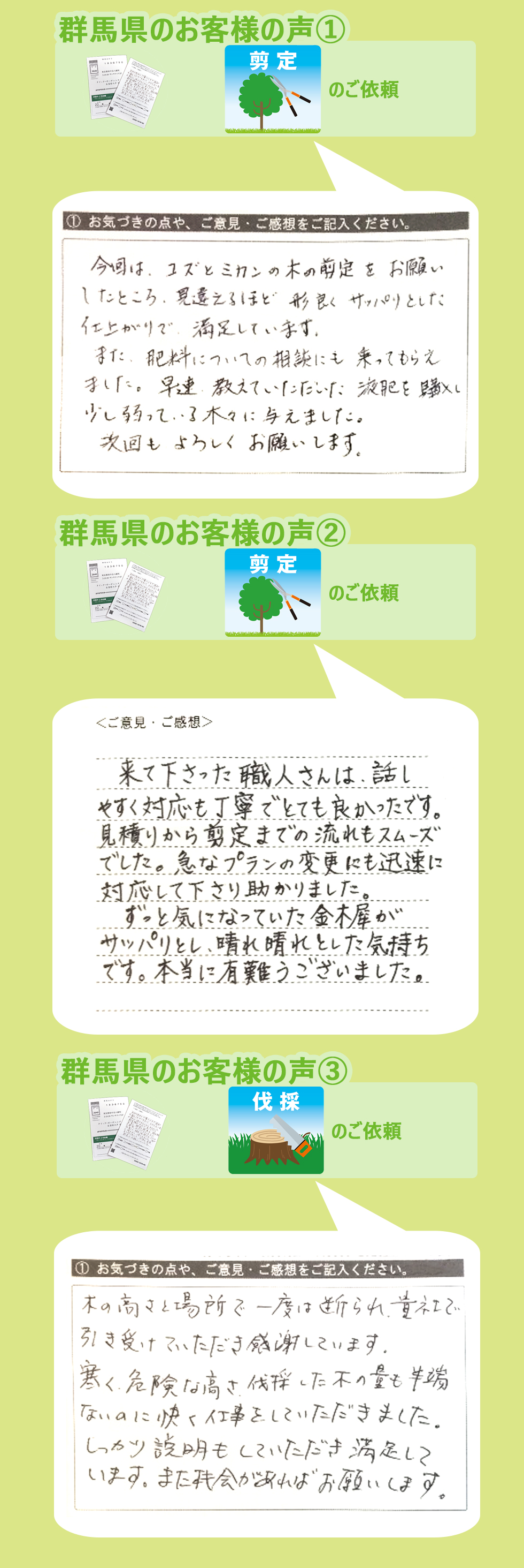 群馬県で植木屋革命をご利用いただいたお客様の声