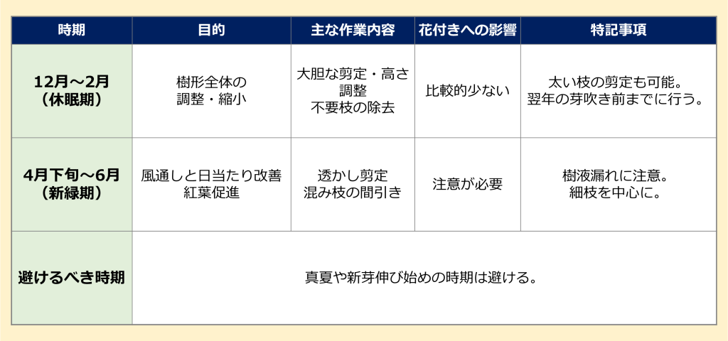 もみじの剪定時期
