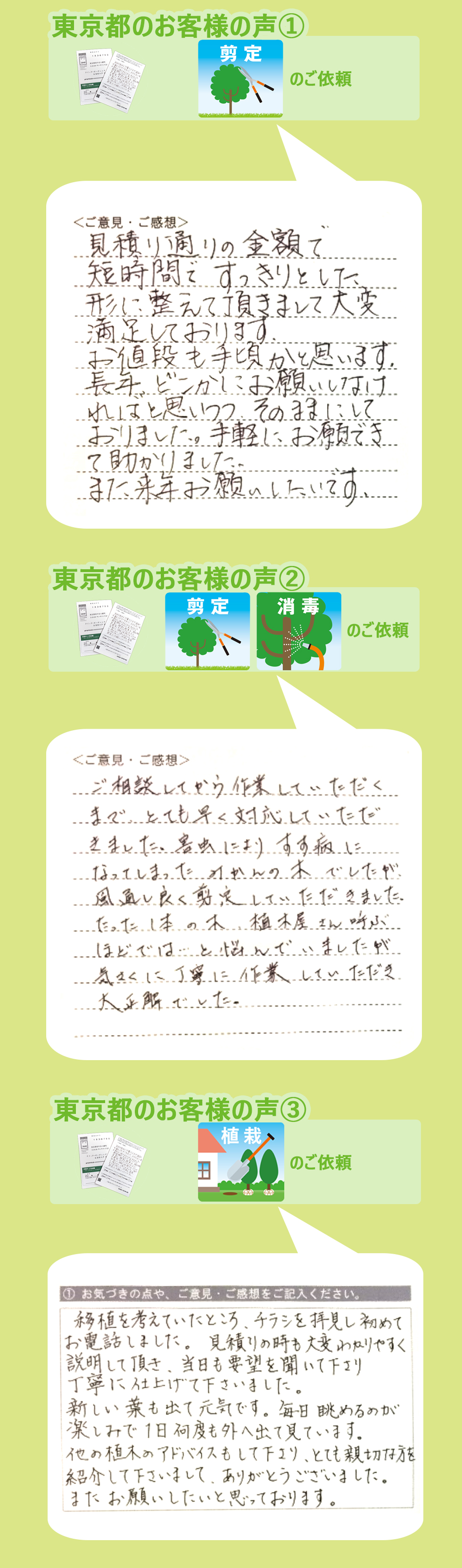 東京都で植木屋革命をご利用いただいたお客様の声