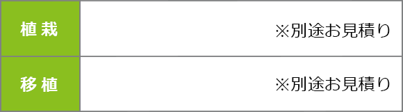植栽の料金表